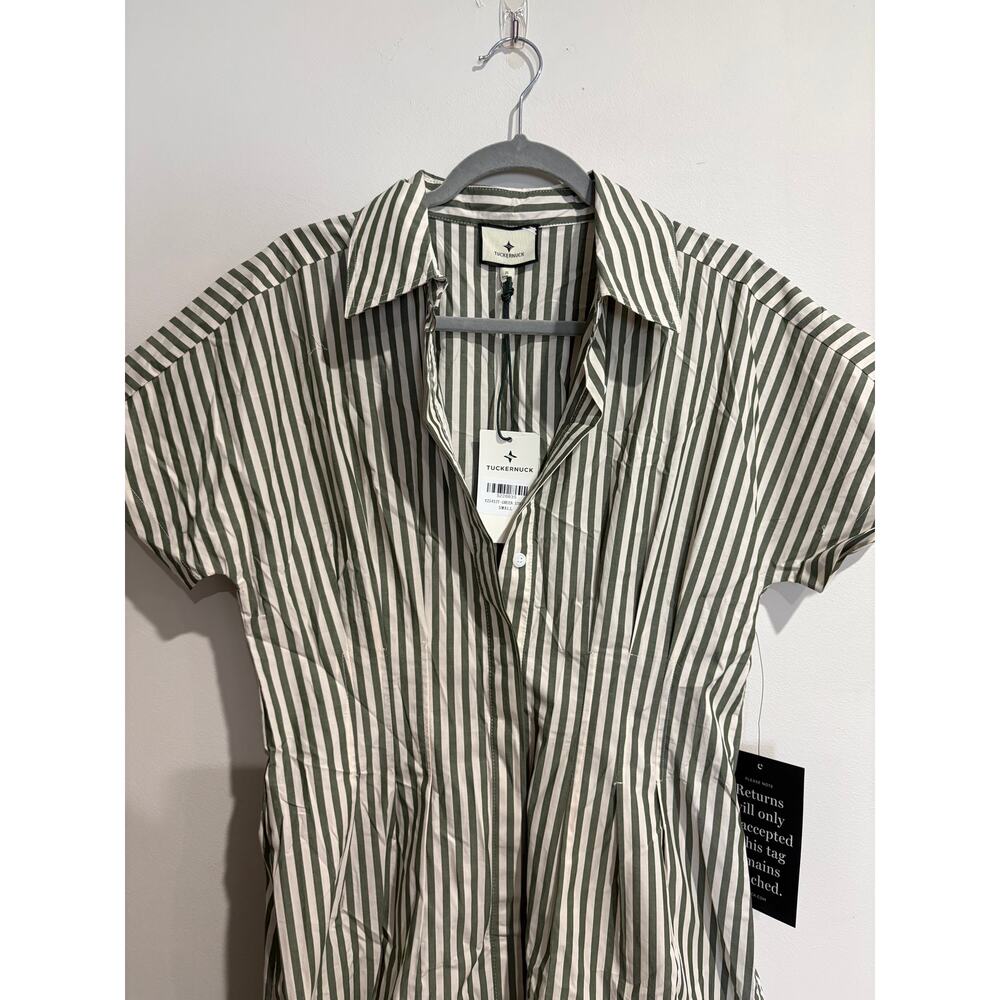NWT Tuckernuck Callie Cap Sleeve Cotton Poplin Mini Dress Jardin Stripe Small - Picture 6 of 7